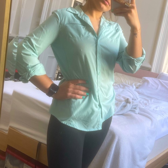 TEAL REI BUTTON UP ACTIVE SHIRT XS - Picture 1 of 6